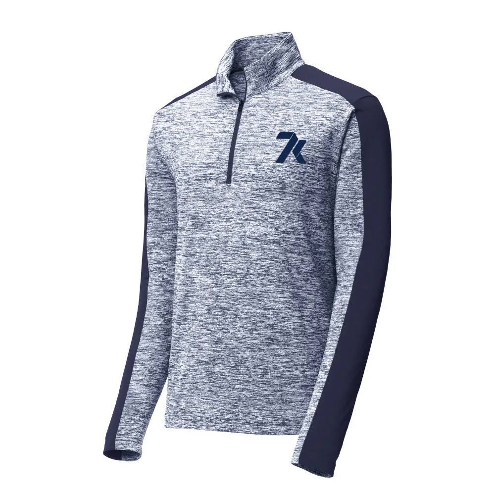7K Electric Heather Colorblock 1/4-Zip Pullover - Navy