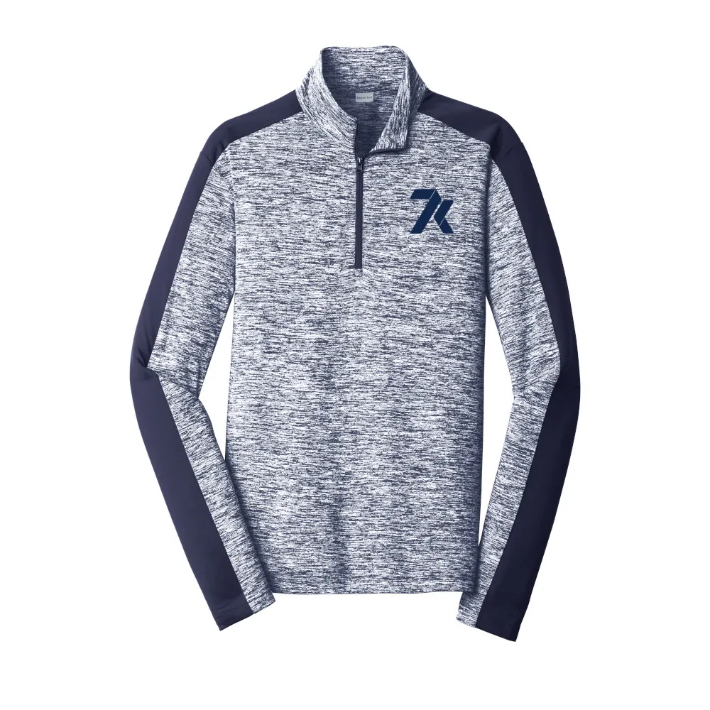 7K Electric Heather Colorblock 1/4-Zip Pullover - Navy