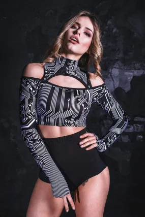 Circuit Board Cut Out Crop Top