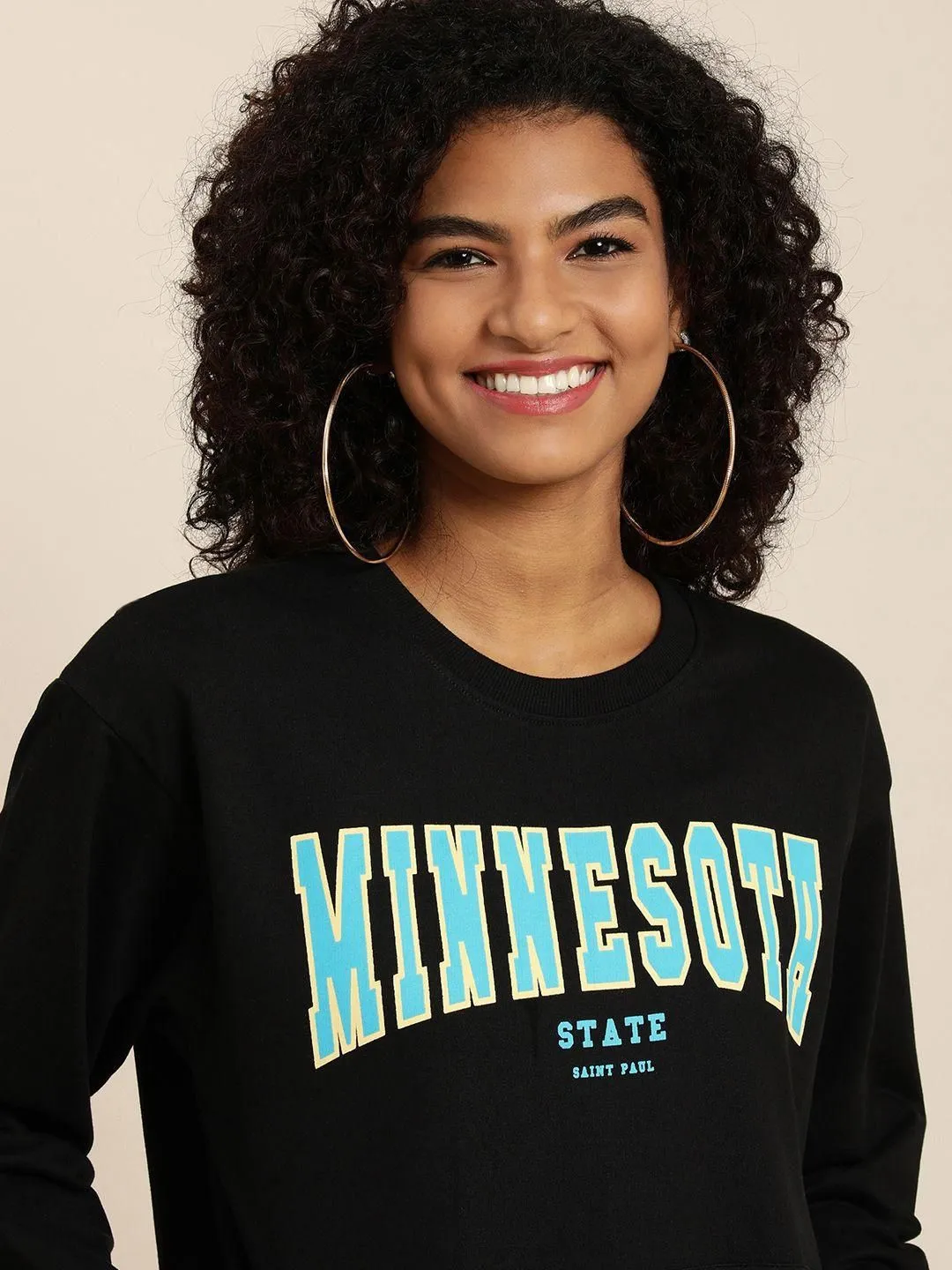 Dillinger Women's Black Typographic Oversized Sweatshirt