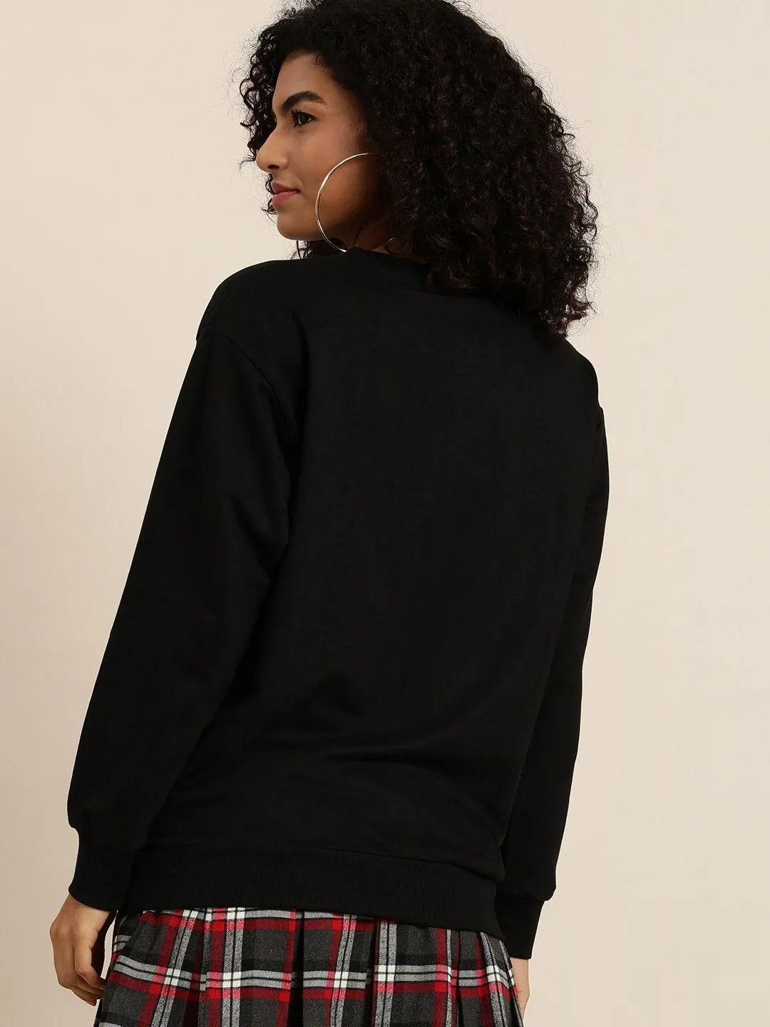 Dillinger Women's Black Typographic Oversized Sweatshirt