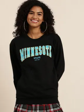 Dillinger Women's Black Typographic Oversized Sweatshirt
