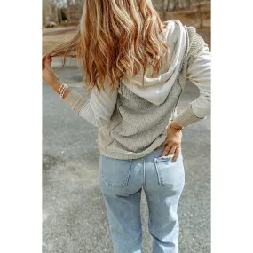 Flytonn-women fall outfits high street ins style  fall outfits women 2024 Early Autumn New Color Matching Hoodie Women's Casual Style Texture Knitted Long-Sleeved Sweater Women's