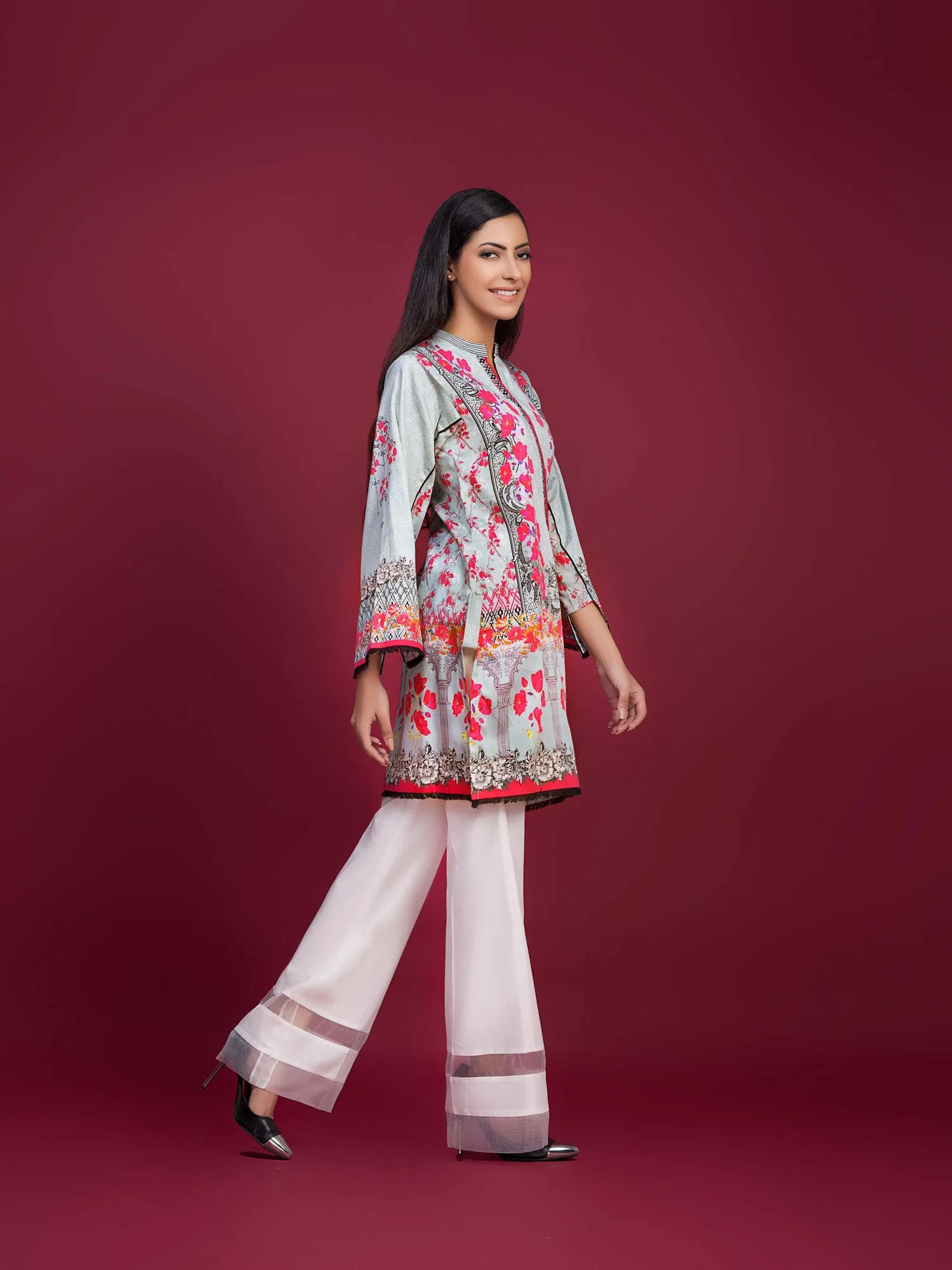 Gul Ahmed Winter Collection Tunic – Grey Single Digital Satin SDS-02 A