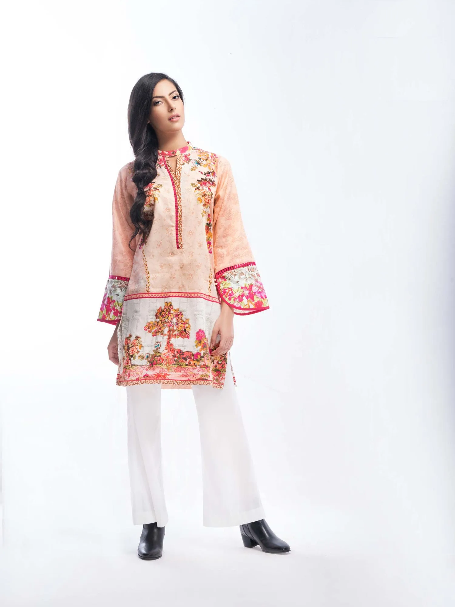 Gul Ahmed Winter Collection Tunic – Pink Single Digital Satin SDS-03 A