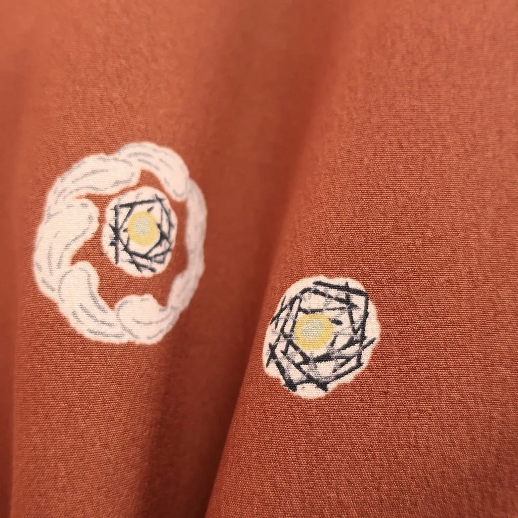 Haori Jacket Vintage(1920-1950) Light Brown Flower Rinzu Silk #9079D2