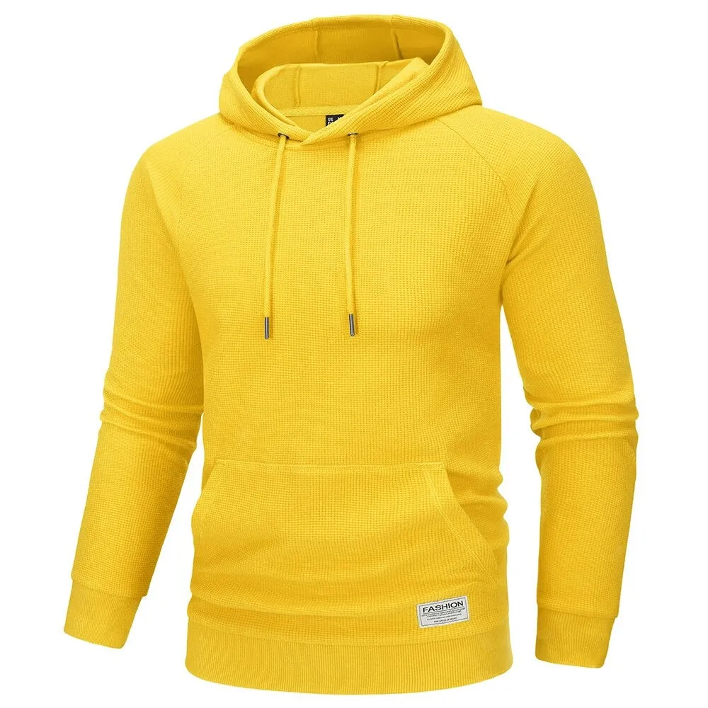 Hooded Sweatshirts Mens Long Sleeve Knitted Hoodies Solid Pullover