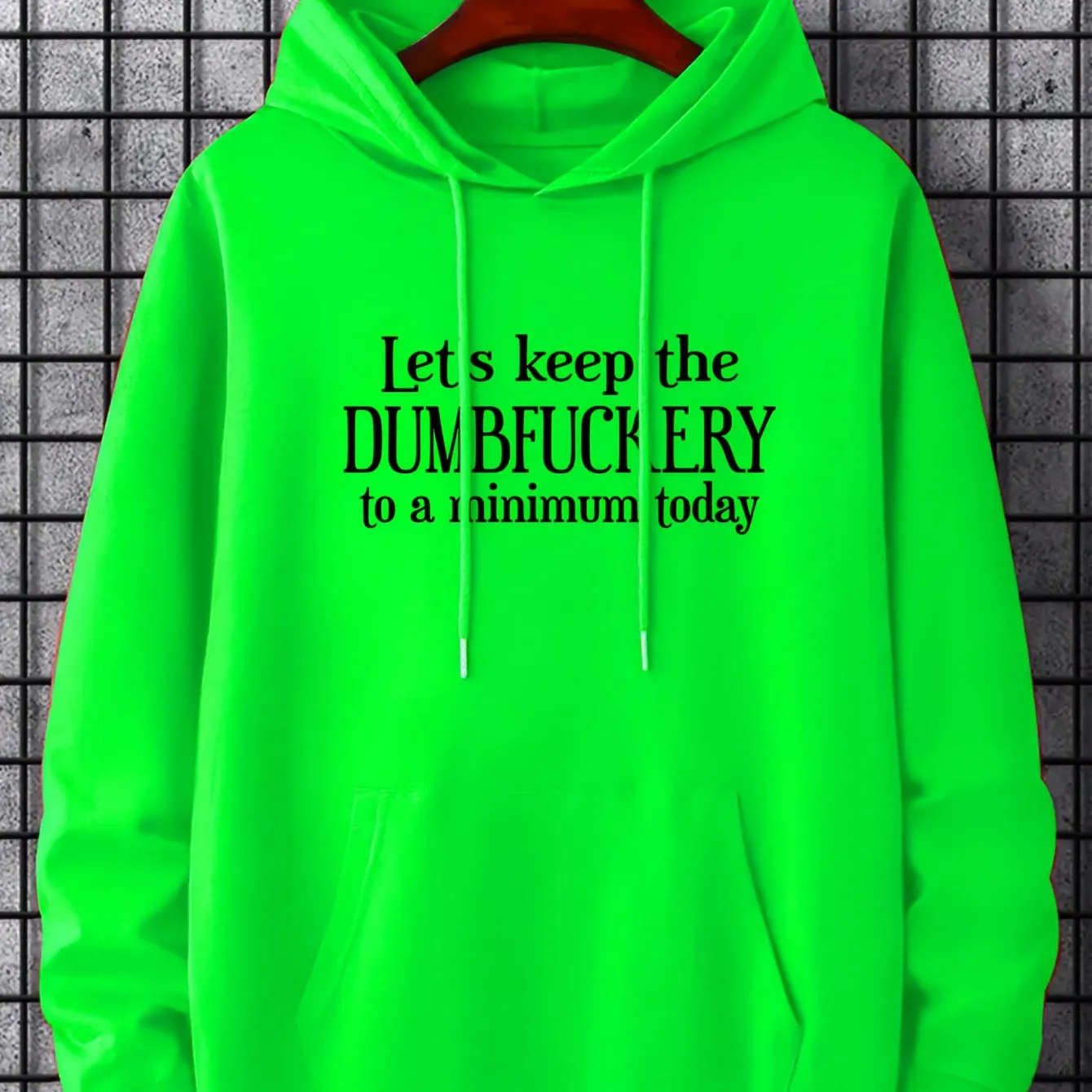 Ilooove - DUMFUCKERY Print Hoodies For Men, Graphic Hoodie With Kangaroo Pocket, Comfy Loose Trendy Hooded Pullover, Mens Clothing For Autumn Winter