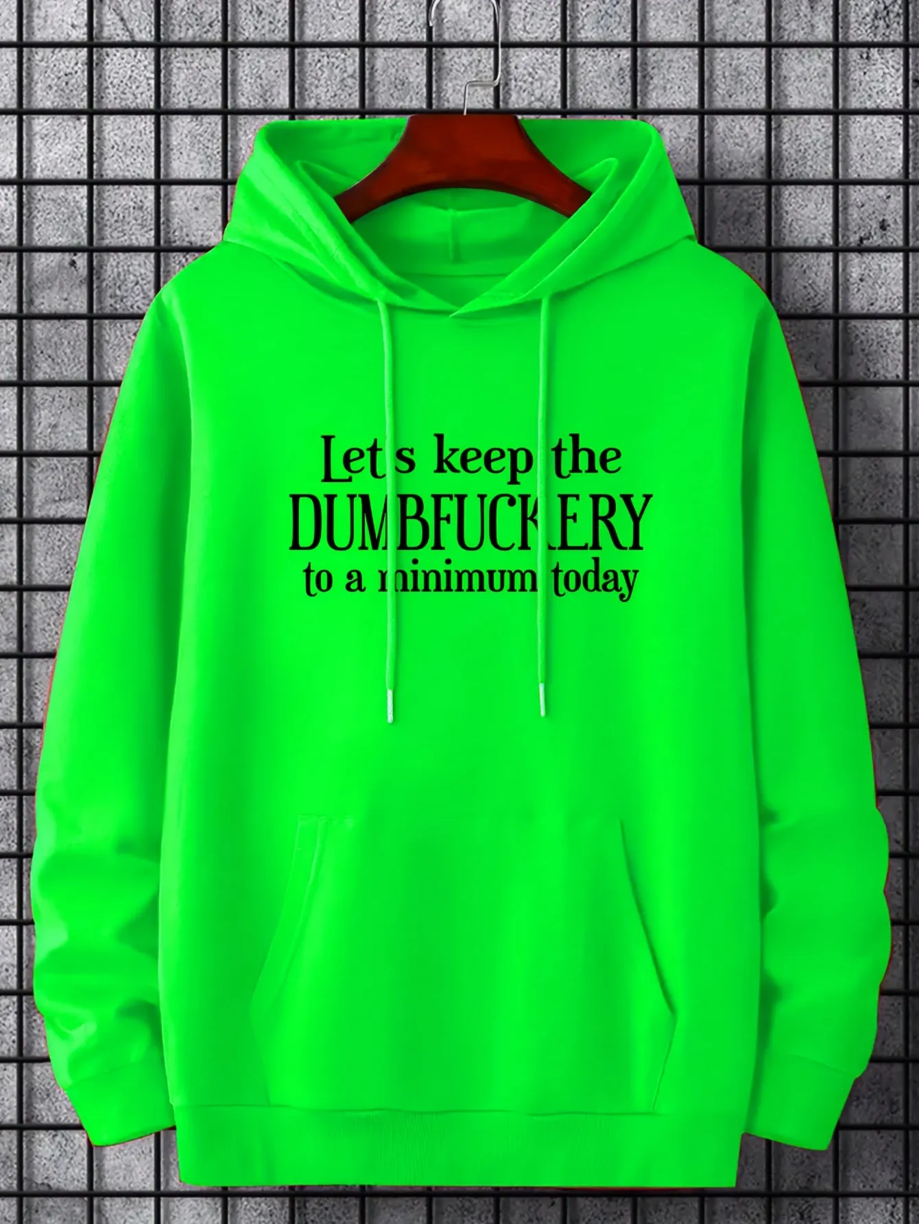 Ilooove - DUMFUCKERY Print Hoodies For Men, Graphic Hoodie With Kangaroo Pocket, Comfy Loose Trendy Hooded Pullover, Mens Clothing For Autumn Winter