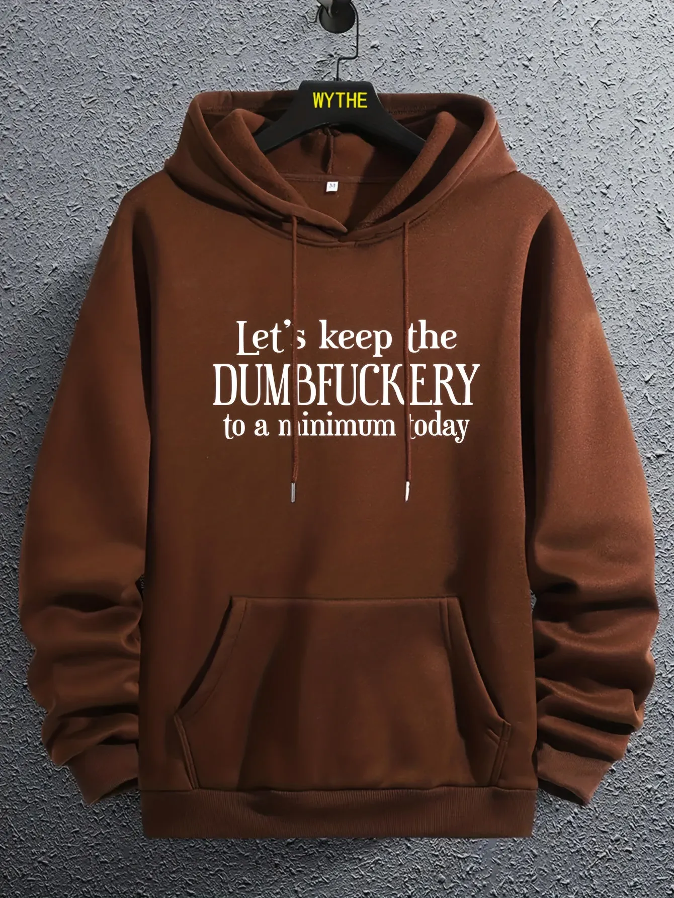 Ilooove - DUMFUCKERY Print Hoodies For Men, Graphic Hoodie With Kangaroo Pocket, Comfy Loose Trendy Hooded Pullover, Mens Clothing For Autumn Winter