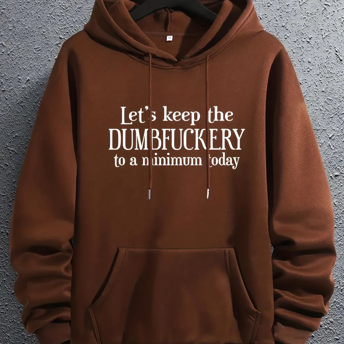 Ilooove - DUMFUCKERY Print Hoodies For Men, Graphic Hoodie With Kangaroo Pocket, Comfy Loose Trendy Hooded Pullover, Mens Clothing For Autumn Winter