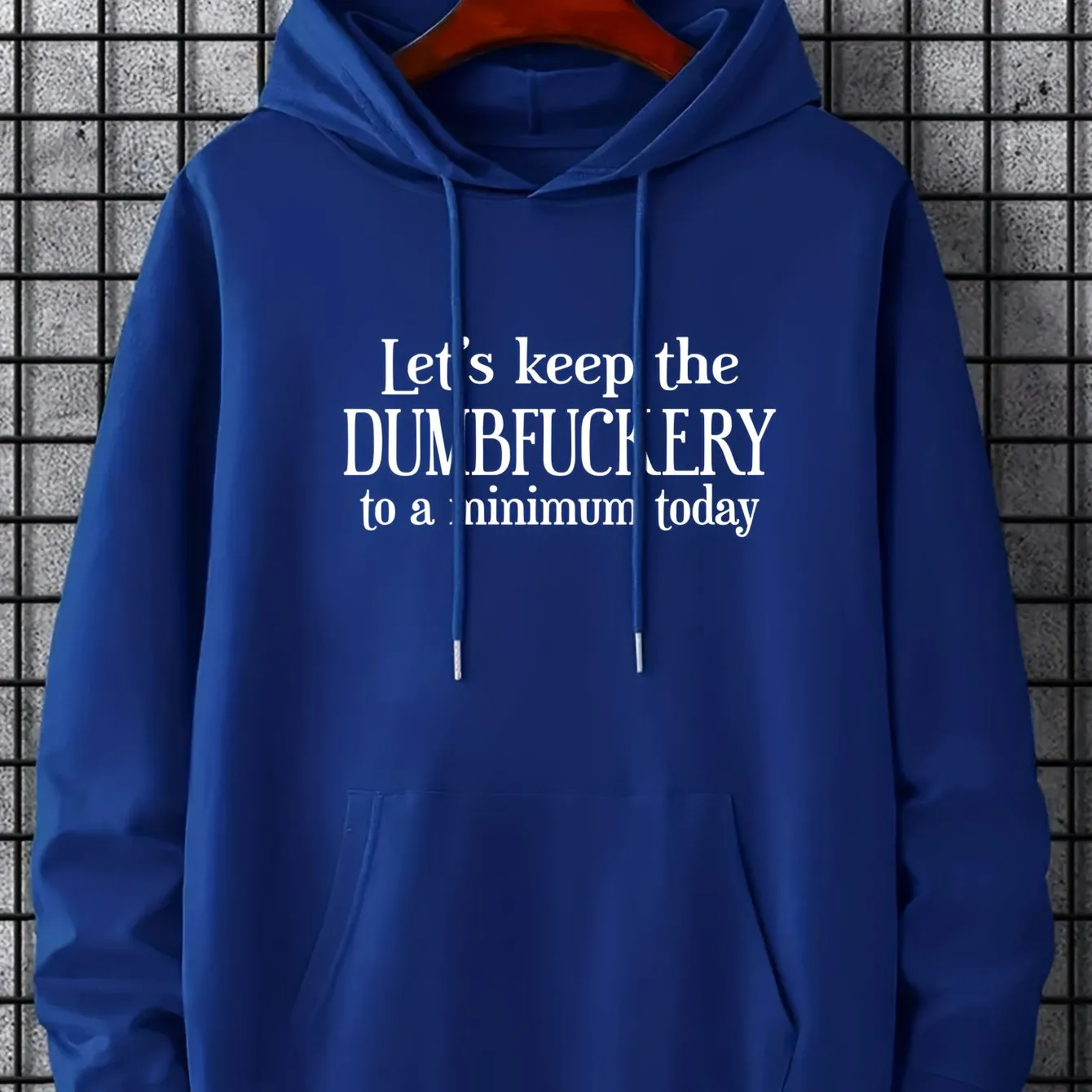 Ilooove - DUMFUCKERY Print Hoodies For Men, Graphic Hoodie With Kangaroo Pocket, Comfy Loose Trendy Hooded Pullover, Mens Clothing For Autumn Winter