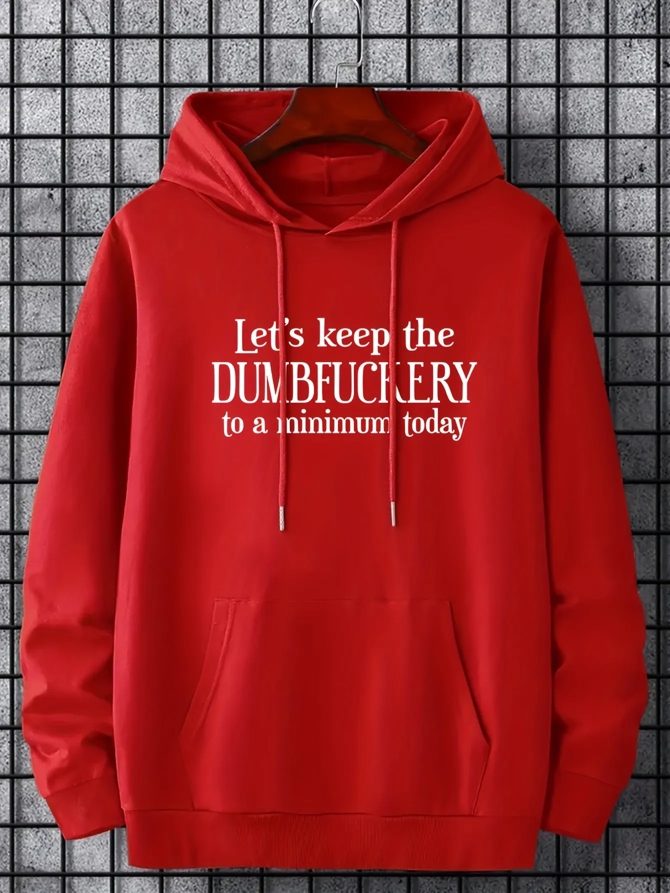 Ilooove - DUMFUCKERY Print Hoodies For Men, Graphic Hoodie With Kangaroo Pocket, Comfy Loose Trendy Hooded Pullover, Mens Clothing For Autumn Winter
