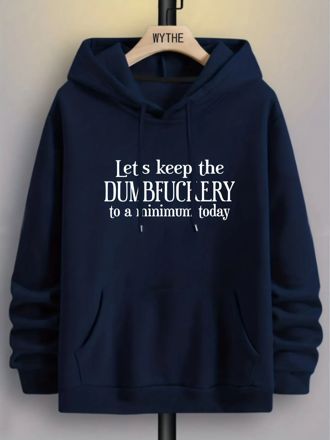 Ilooove - DUMFUCKERY Print Hoodies For Men, Graphic Hoodie With Kangaroo Pocket, Comfy Loose Trendy Hooded Pullover, Mens Clothing For Autumn Winter