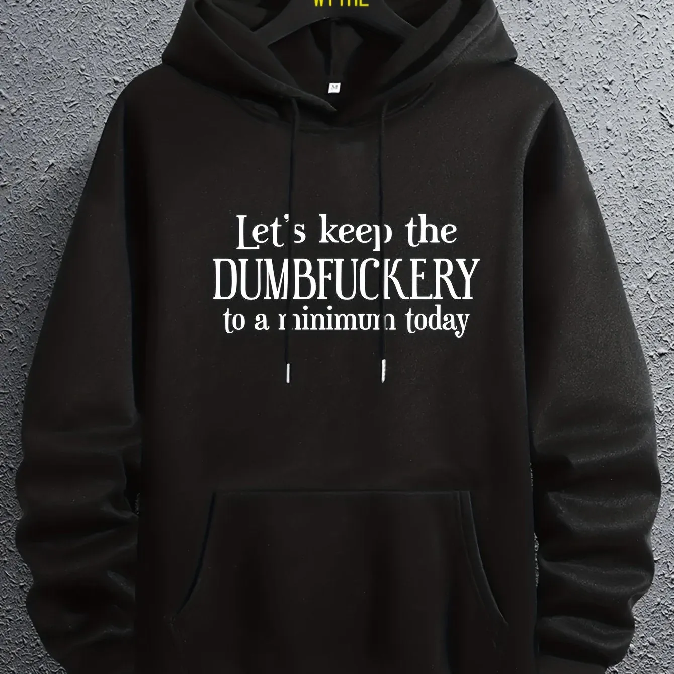 Ilooove - DUMFUCKERY Print Hoodies For Men, Graphic Hoodie With Kangaroo Pocket, Comfy Loose Trendy Hooded Pullover, Mens Clothing For Autumn Winter