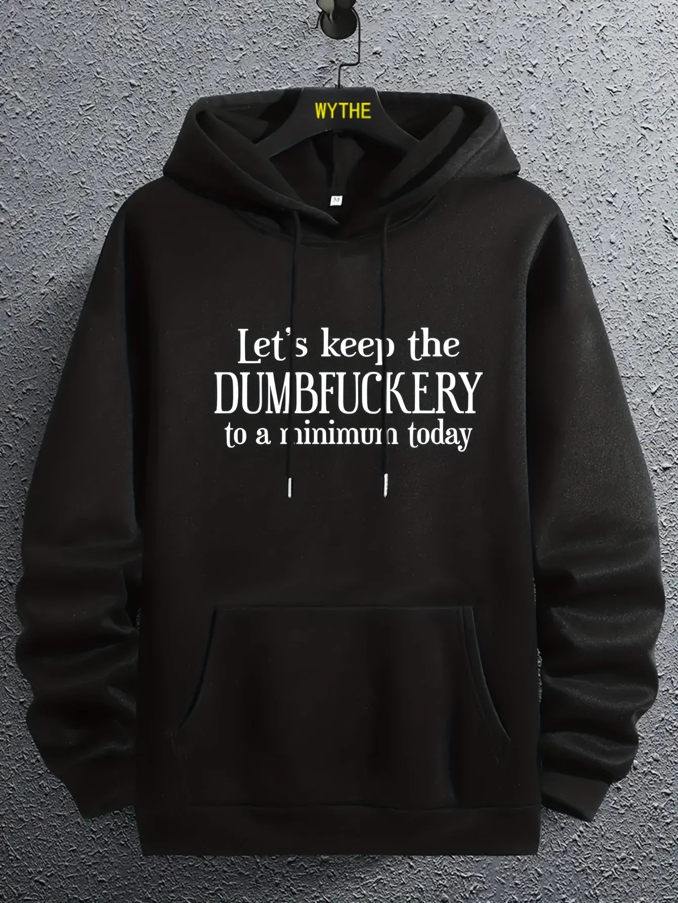 Ilooove - DUMFUCKERY Print Hoodies For Men, Graphic Hoodie With Kangaroo Pocket, Comfy Loose Trendy Hooded Pullover, Mens Clothing For Autumn Winter