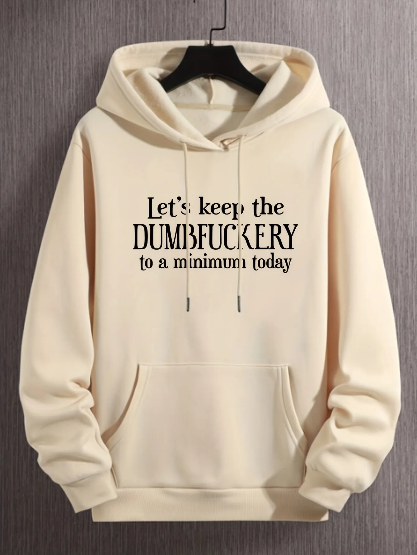 Ilooove - DUMFUCKERY Print Hoodies For Men, Graphic Hoodie With Kangaroo Pocket, Comfy Loose Trendy Hooded Pullover, Mens Clothing For Autumn Winter