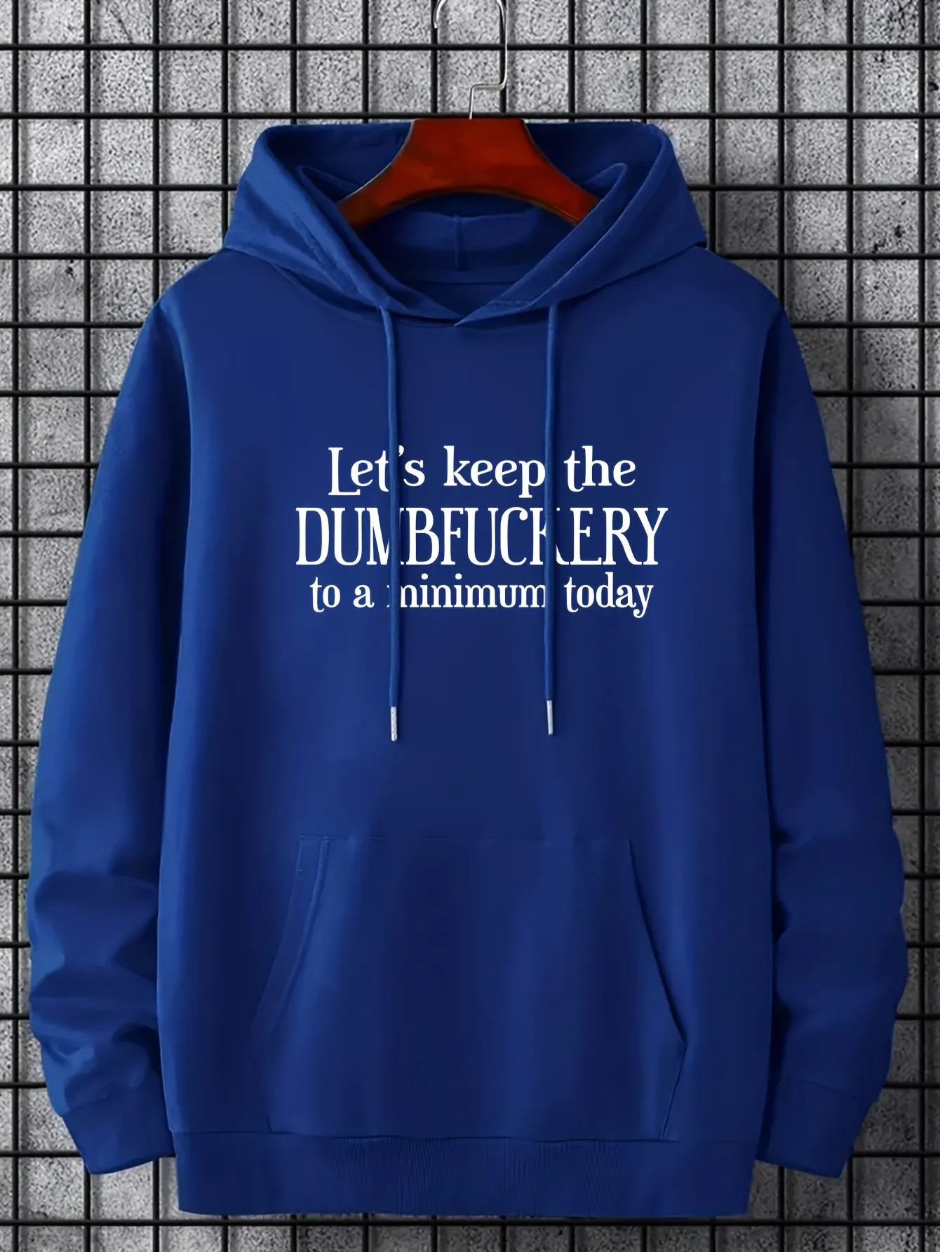 Ilooove - DUMFUCKERY Print Hoodies For Men, Graphic Hoodie With Kangaroo Pocket, Comfy Loose Trendy Hooded Pullover, Mens Clothing For Autumn Winter