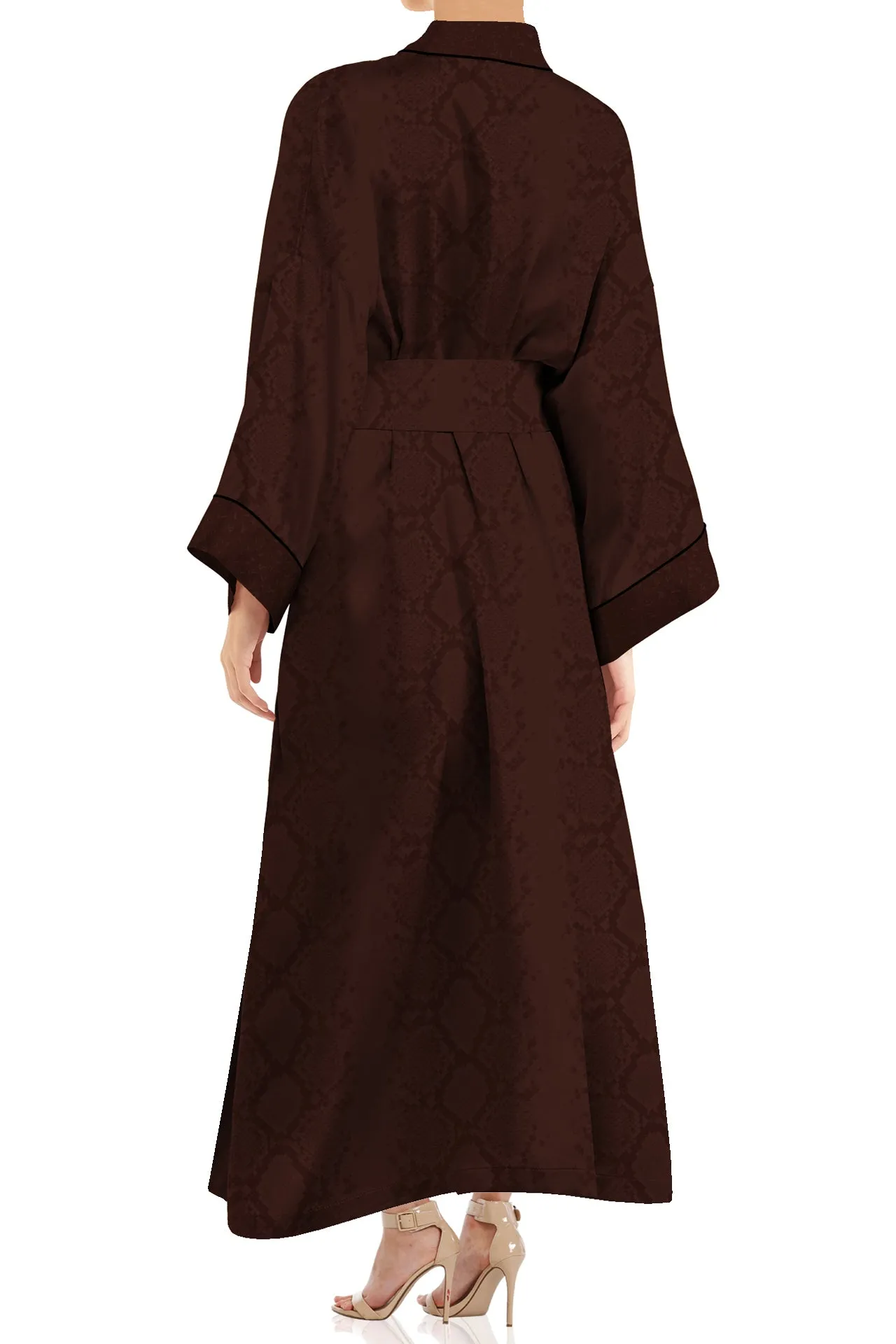 Kimono Solid Brown Robe in Midi Length