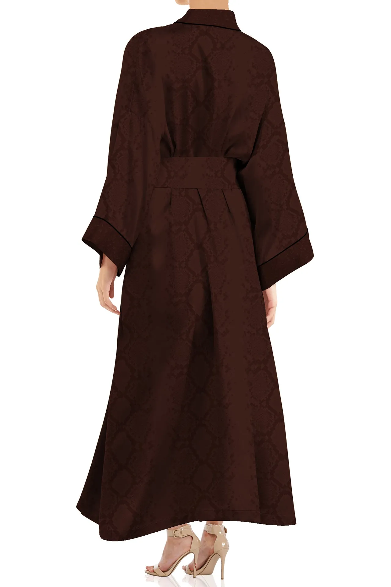 Kimono Solid Brown Robe in Midi Length