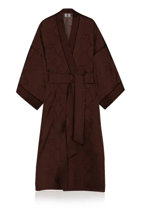 Kimono Solid Brown Robe in Midi Length