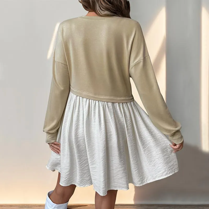 Ladies Beige Two in One Sweater with Satin Contrast
