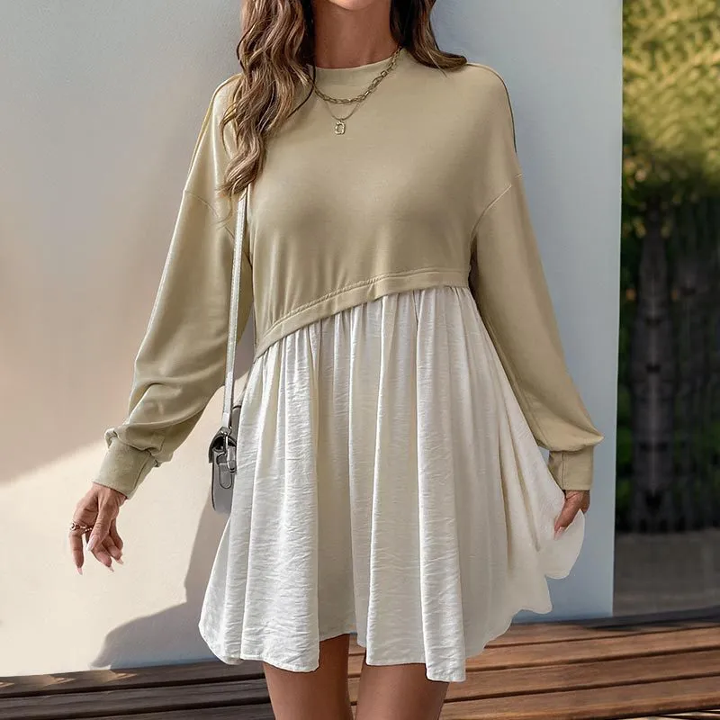 Ladies Beige Two in One Sweater with Satin Contrast