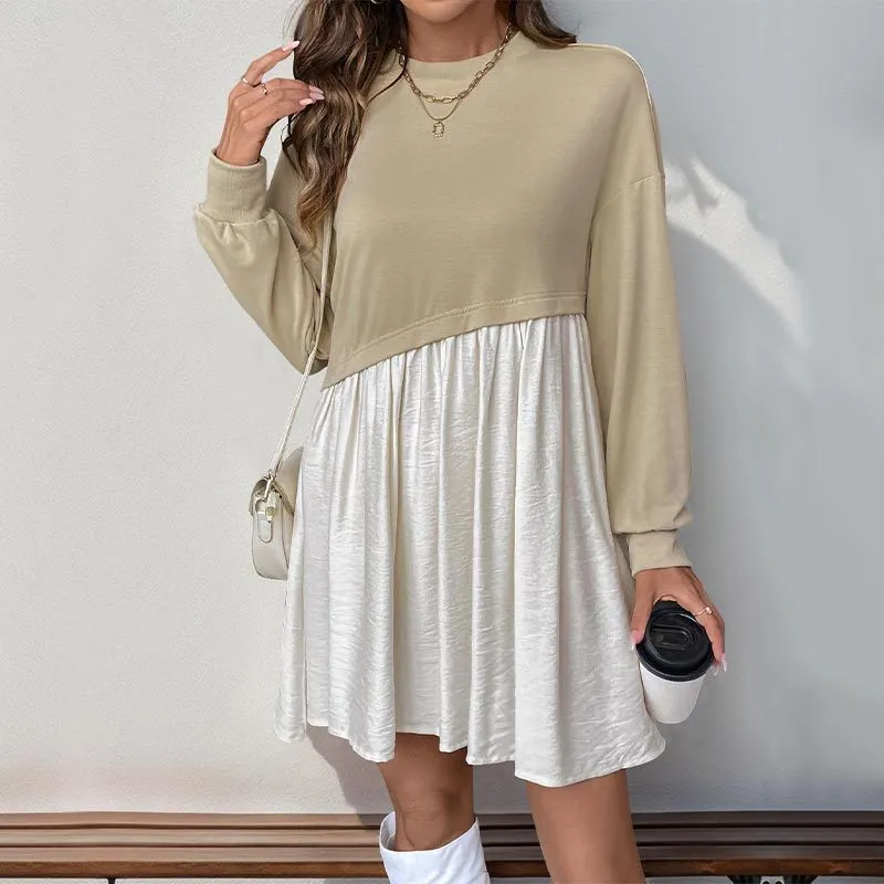 Ladies Beige Two in One Sweater with Satin Contrast