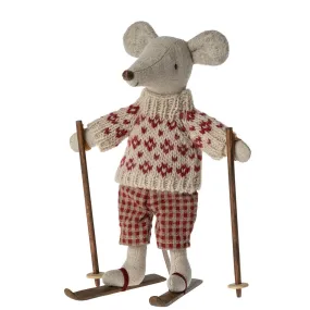 Maileg Winter Mouse with Skis - Mum (2023) - Retired Product, Limited Stock