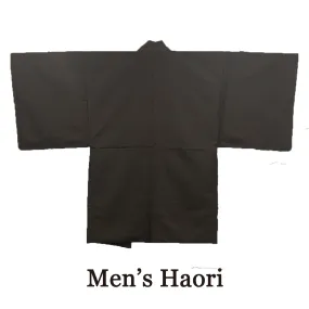 Men's Japanese Kimono Haori, Coat : Brown, Thin striped *M size
