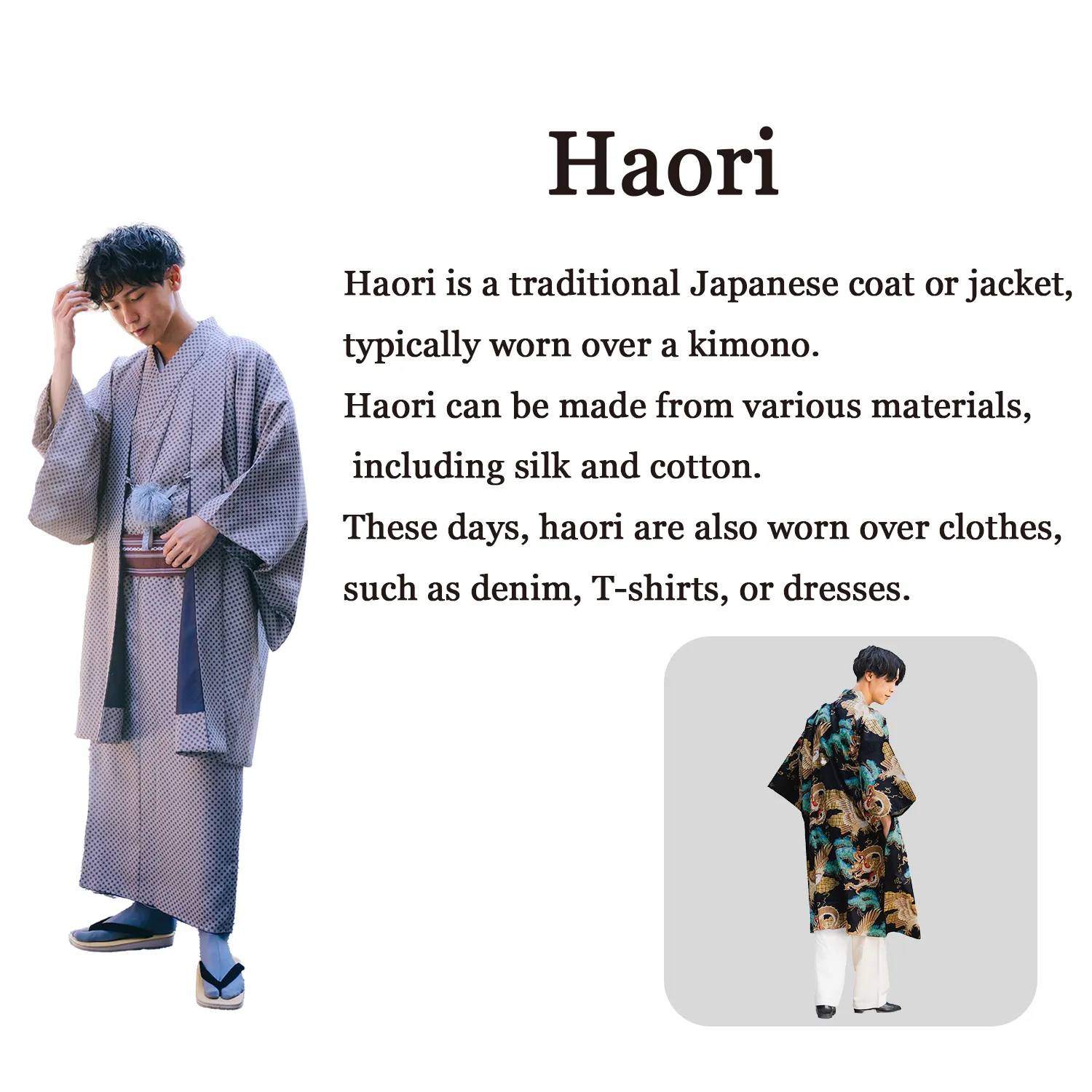 Men's Japanese Kimono Haori, Coat : Brown, Thin striped *M size