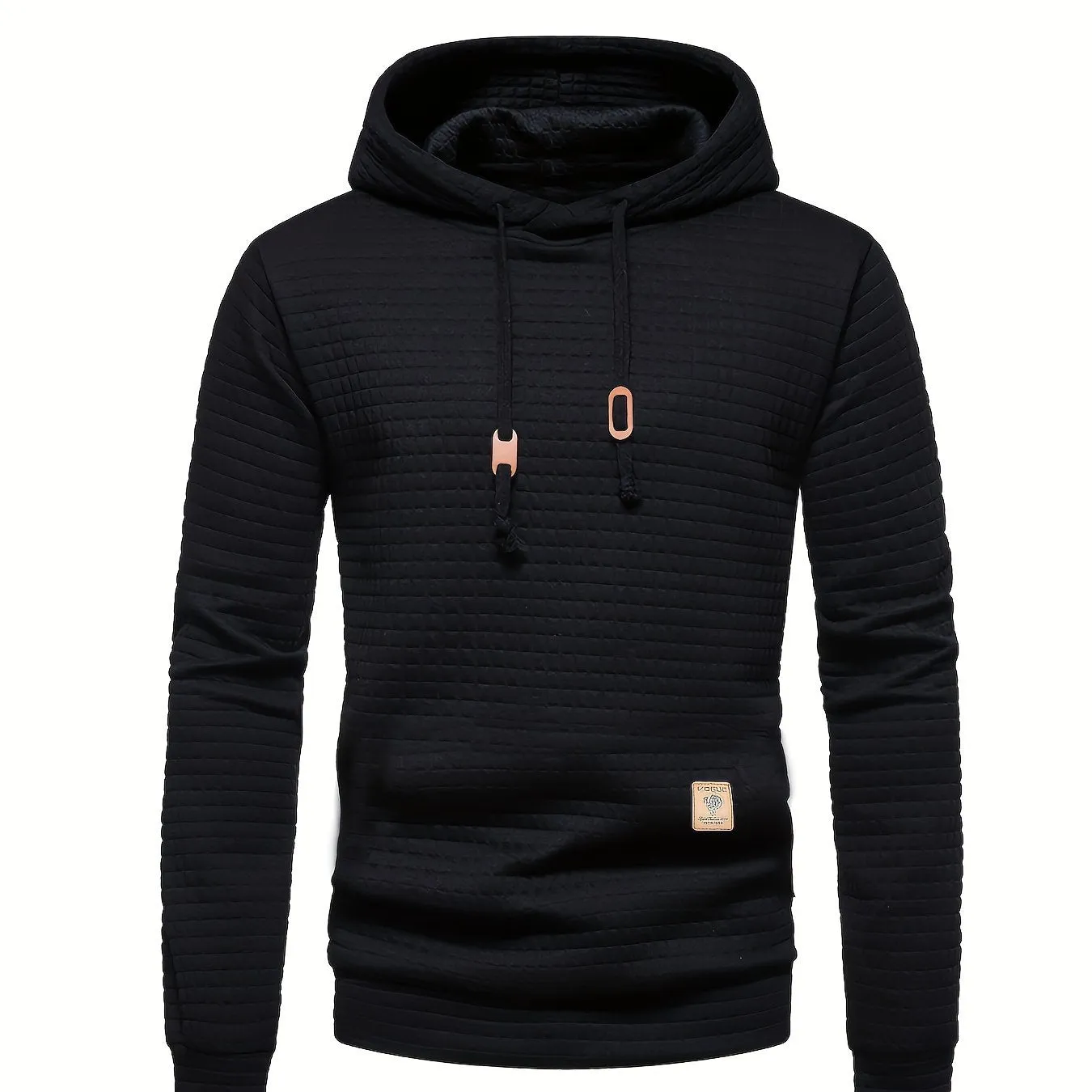 Mens Waffle Pattern Hoodie - Cool & Cozy Streetwear - Premium Comfort for Winter & Fall, Solid Colors Pullover Sweatshirt - Perfect Gift Idea