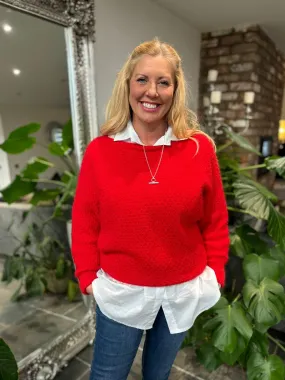 Red Honeycomb Shimmer Knit Gracie