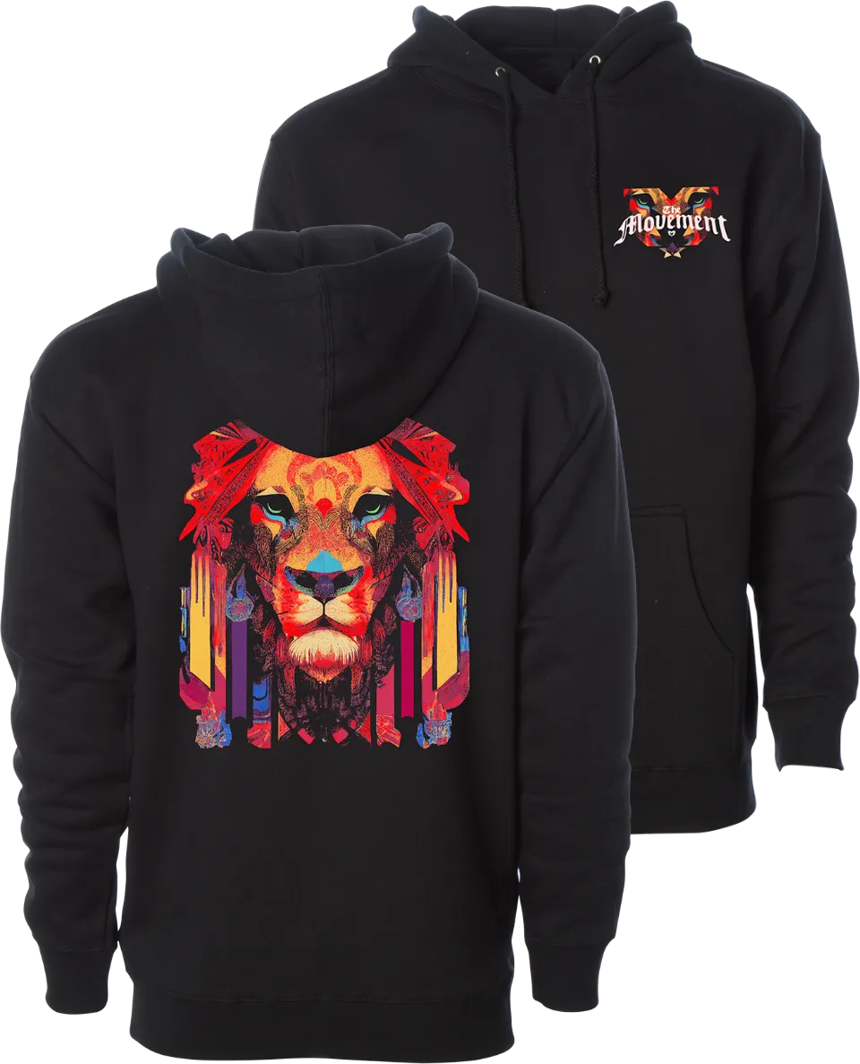 Technicolored Lion Pullover Hoodie (Black)