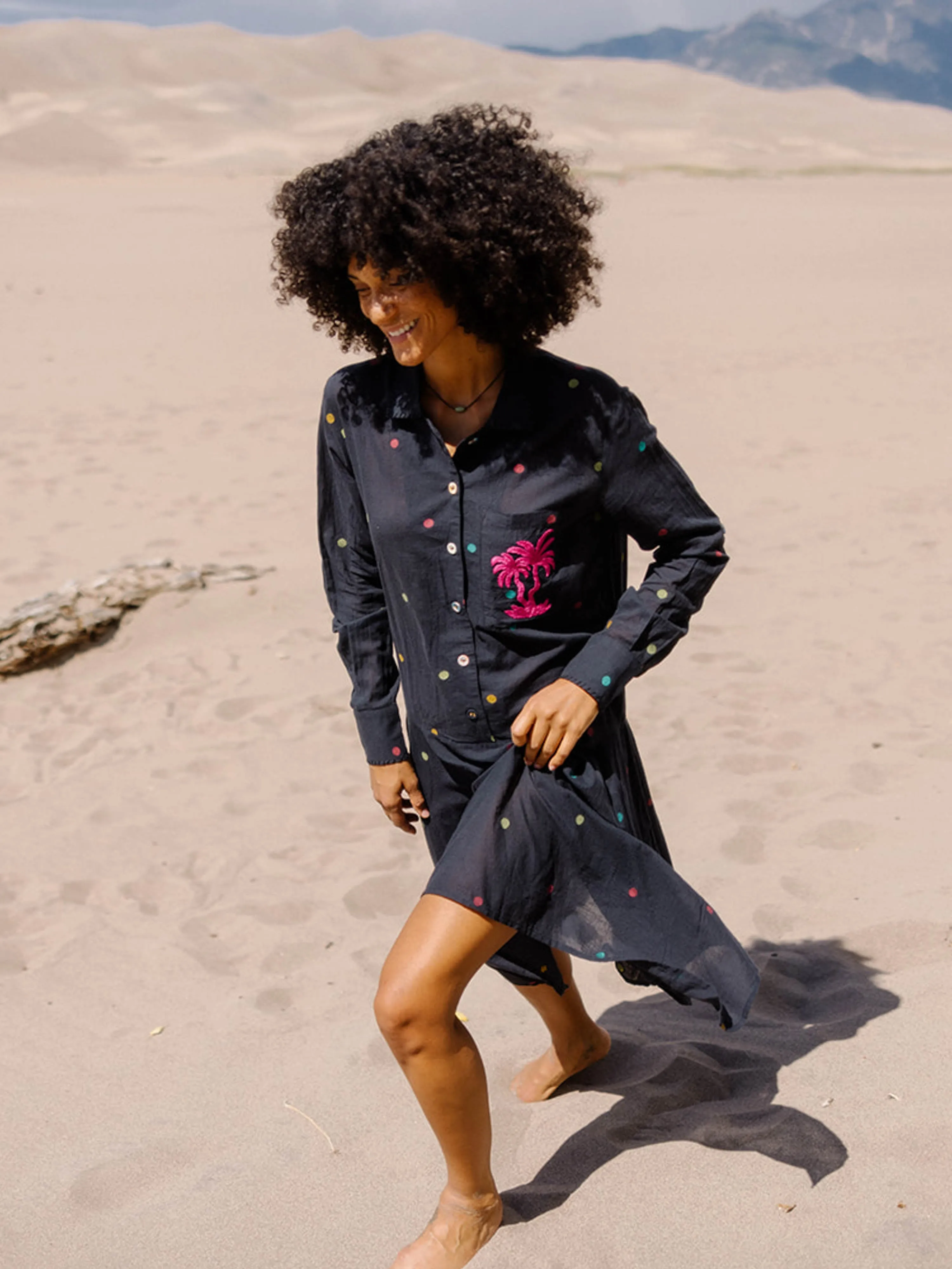 The Kabir Shirt Dress Wholesale ~ Black Jamdhani