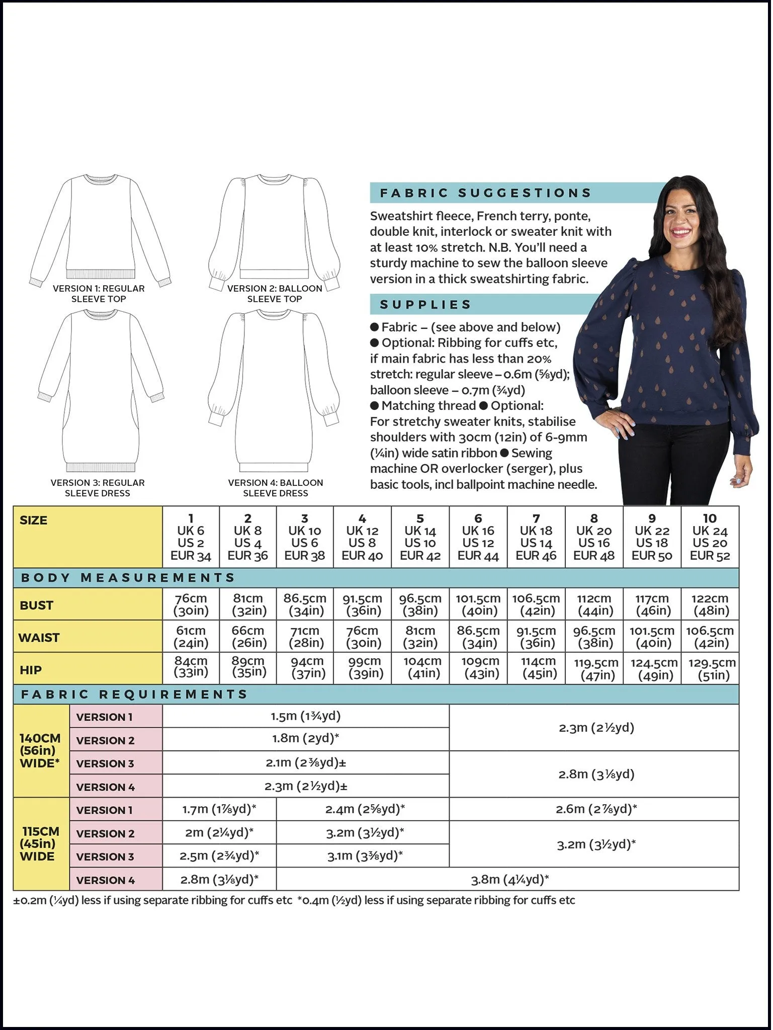 Tilly and The Buttons Billie Sweatshirt and Dress Pattern