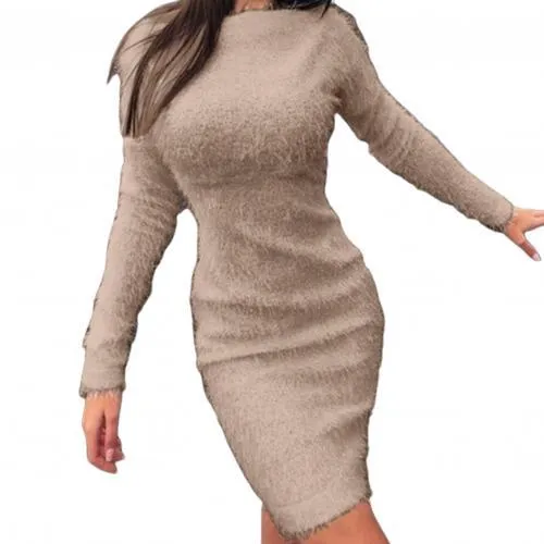 Trendy Long Sleeve Cashmere Sweater Dress
