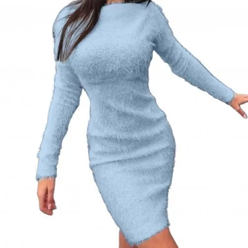 Trendy Long Sleeve Cashmere Sweater Dress