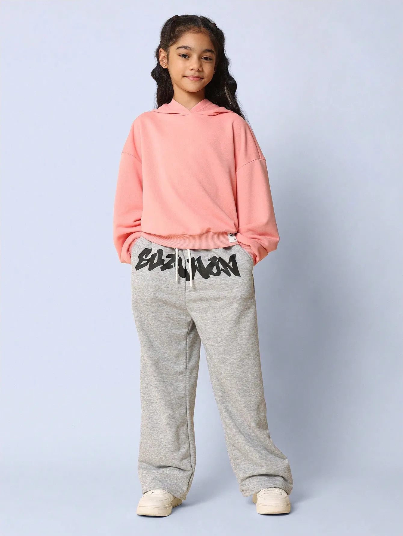 Tween Girl Wide Leg Sweatpants With Drawcords