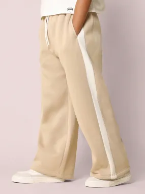 Tween Girls Comfy Wide Leg Contrast Side Panel Essential Sweatpants With Drawstring