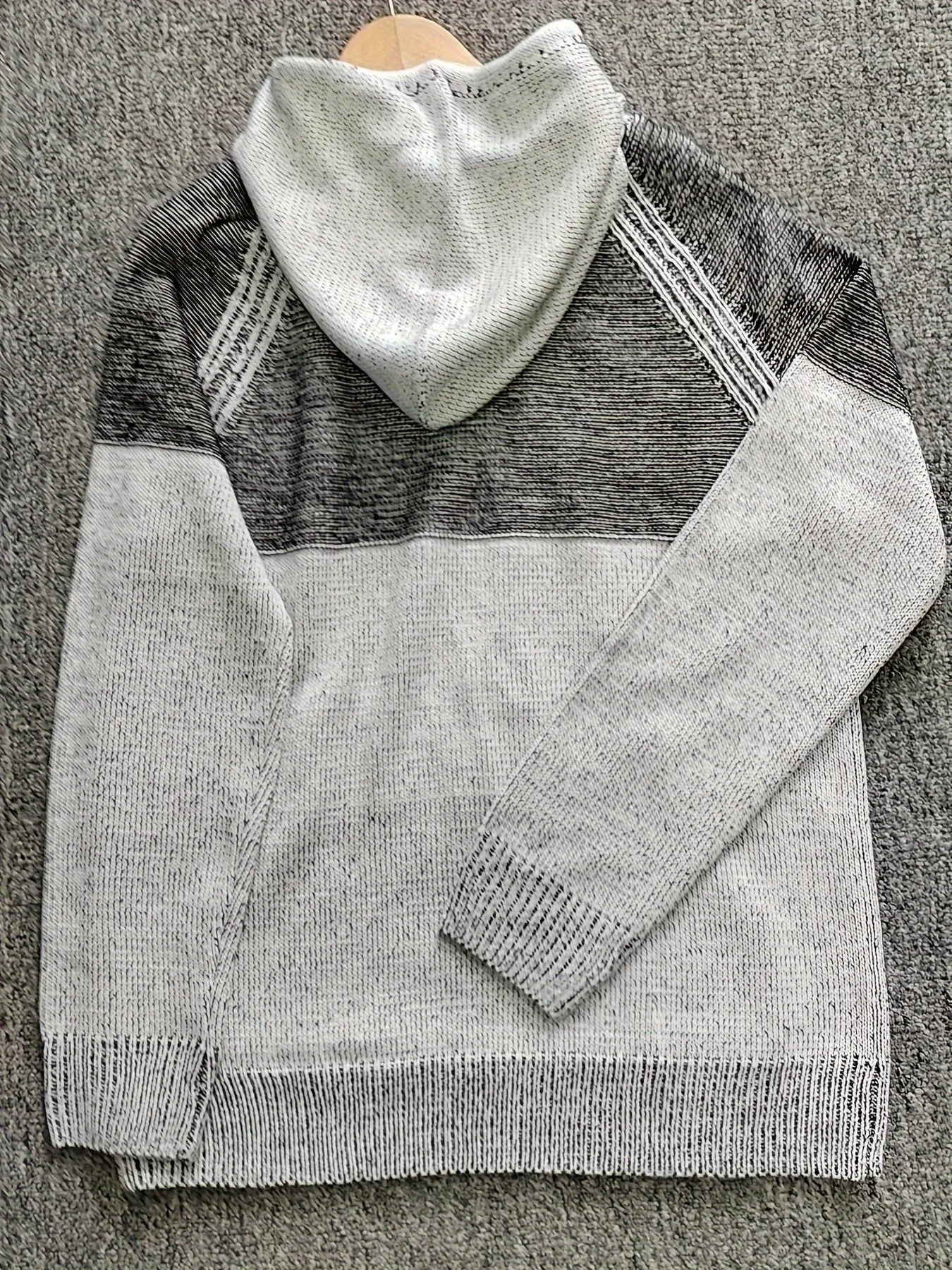 Vibrant Color Block Knit Sweater Hoodie for Men - Soft, Retro, Casual, Pullover Design with Hood - Perfect for Winter, Fall, and as Gifts