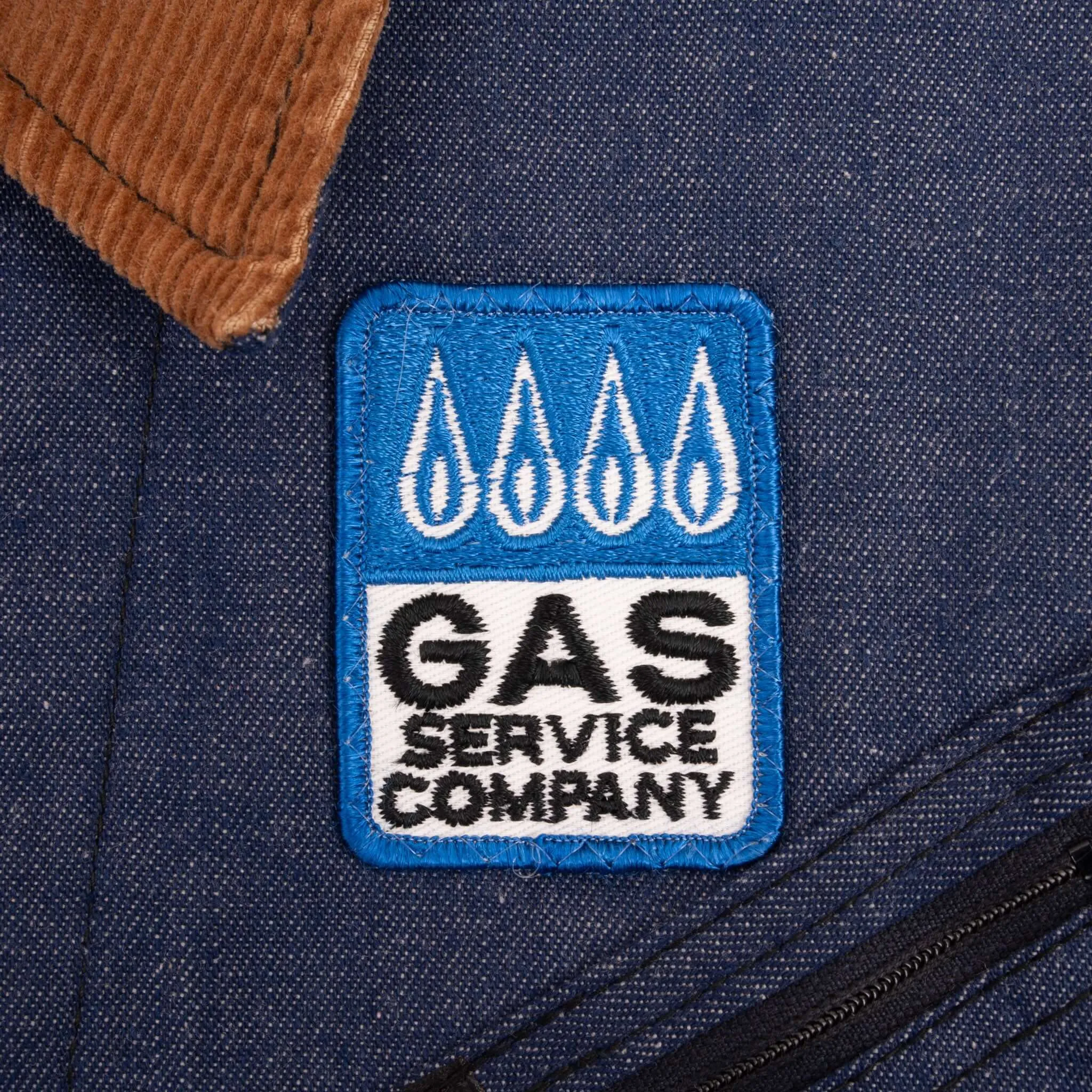 VINTAGE LEE GAS SERVICE COMPANY PATCH DENIM JACKET 1960S SIZE LARGE MADE IN USA