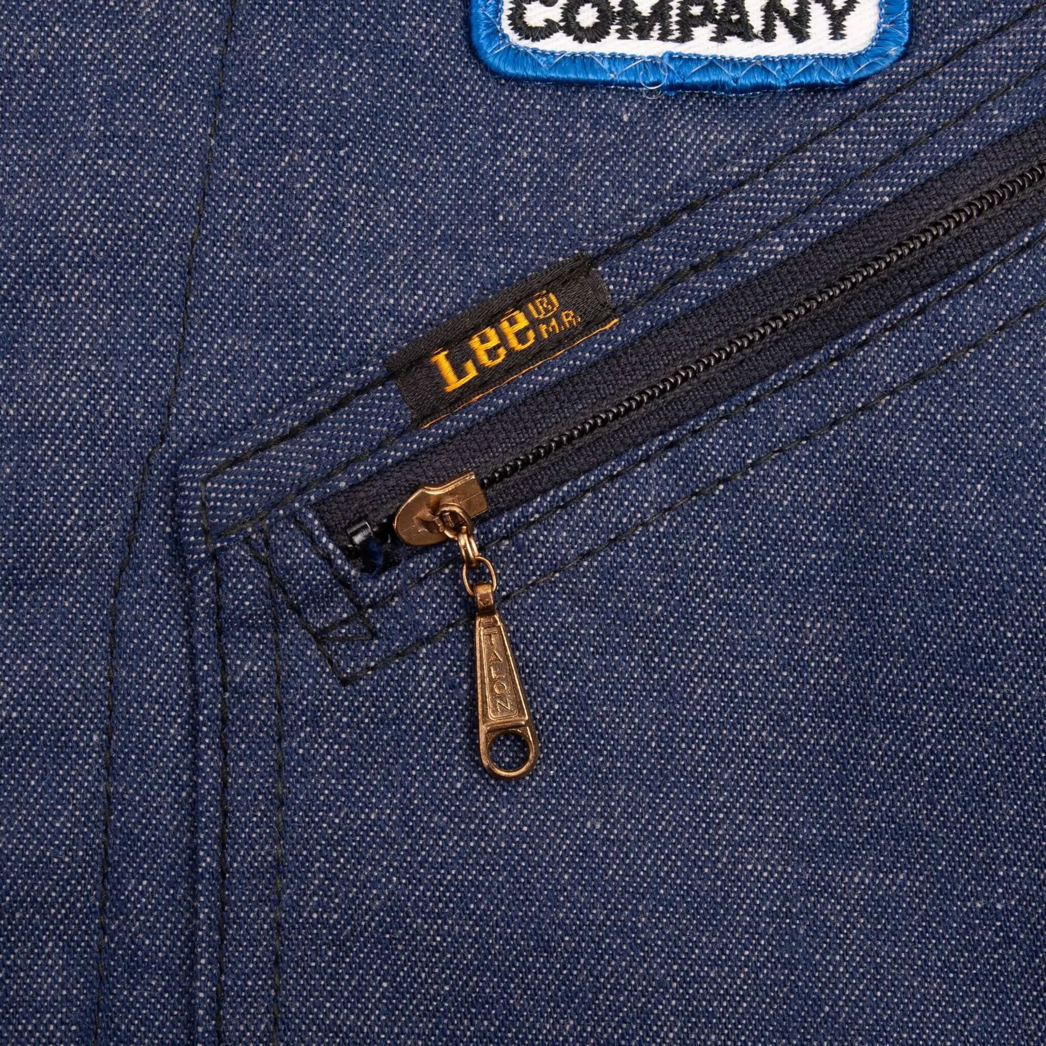 VINTAGE LEE GAS SERVICE COMPANY PATCH DENIM JACKET 1960S SIZE LARGE MADE IN USA