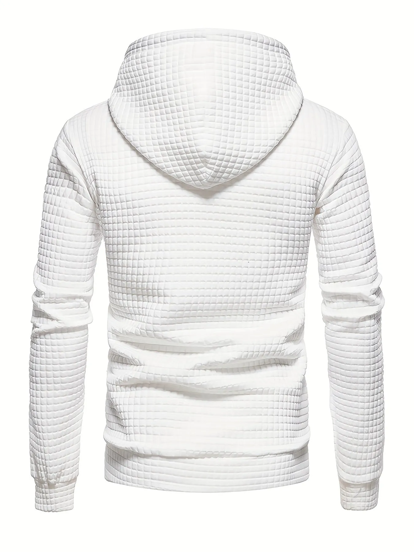 Waffle Pattern Solid Hoodie, Cool Hoodies For Men, Men's Casual Pullover Hooded Sweatshirt Streetwear For Spring Fall, As Gifts