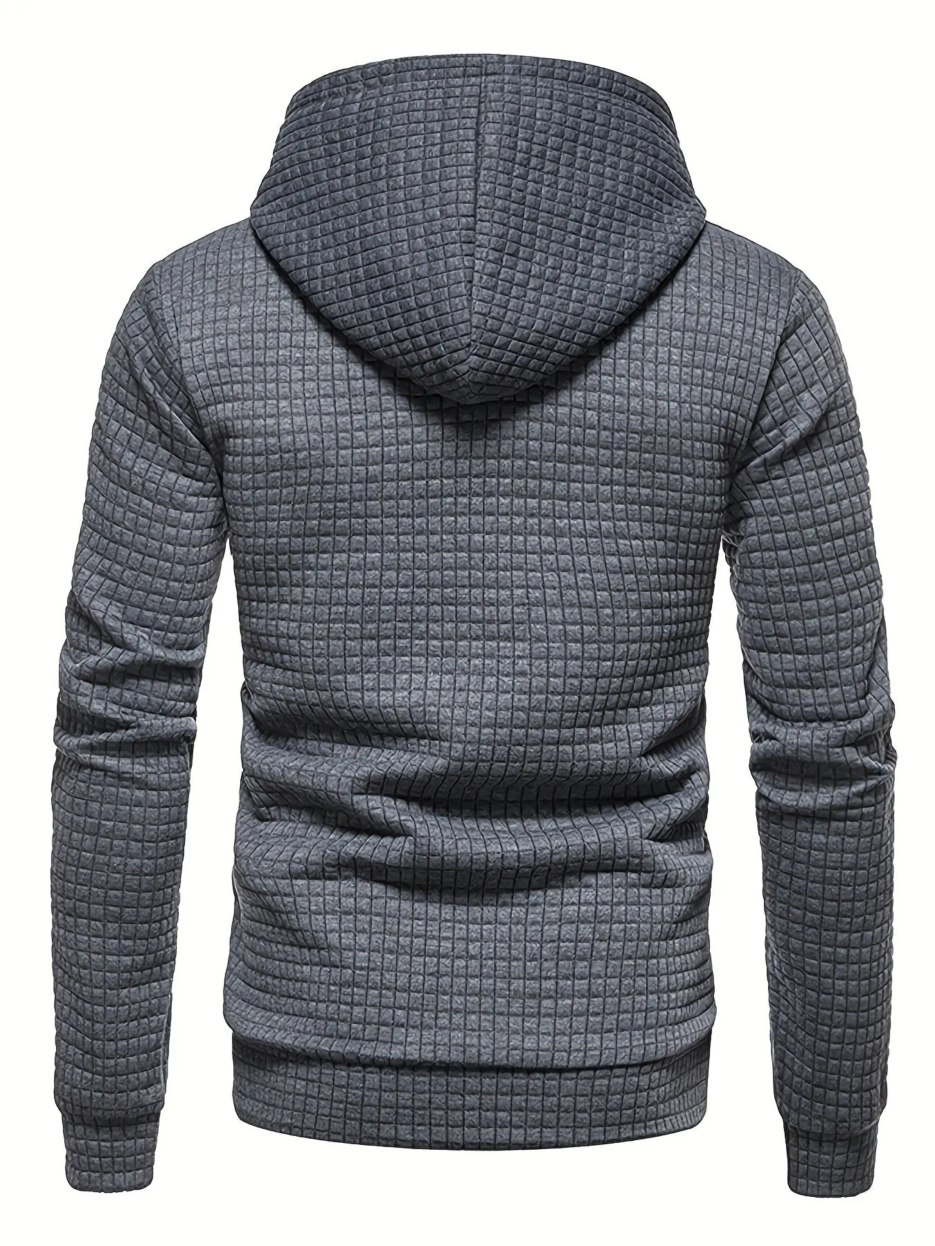 Waffle Pattern Solid Hoodie, Cool Hoodies For Men, Men's Casual Pullover Hooded Sweatshirt Streetwear For Spring Fall, As Gifts