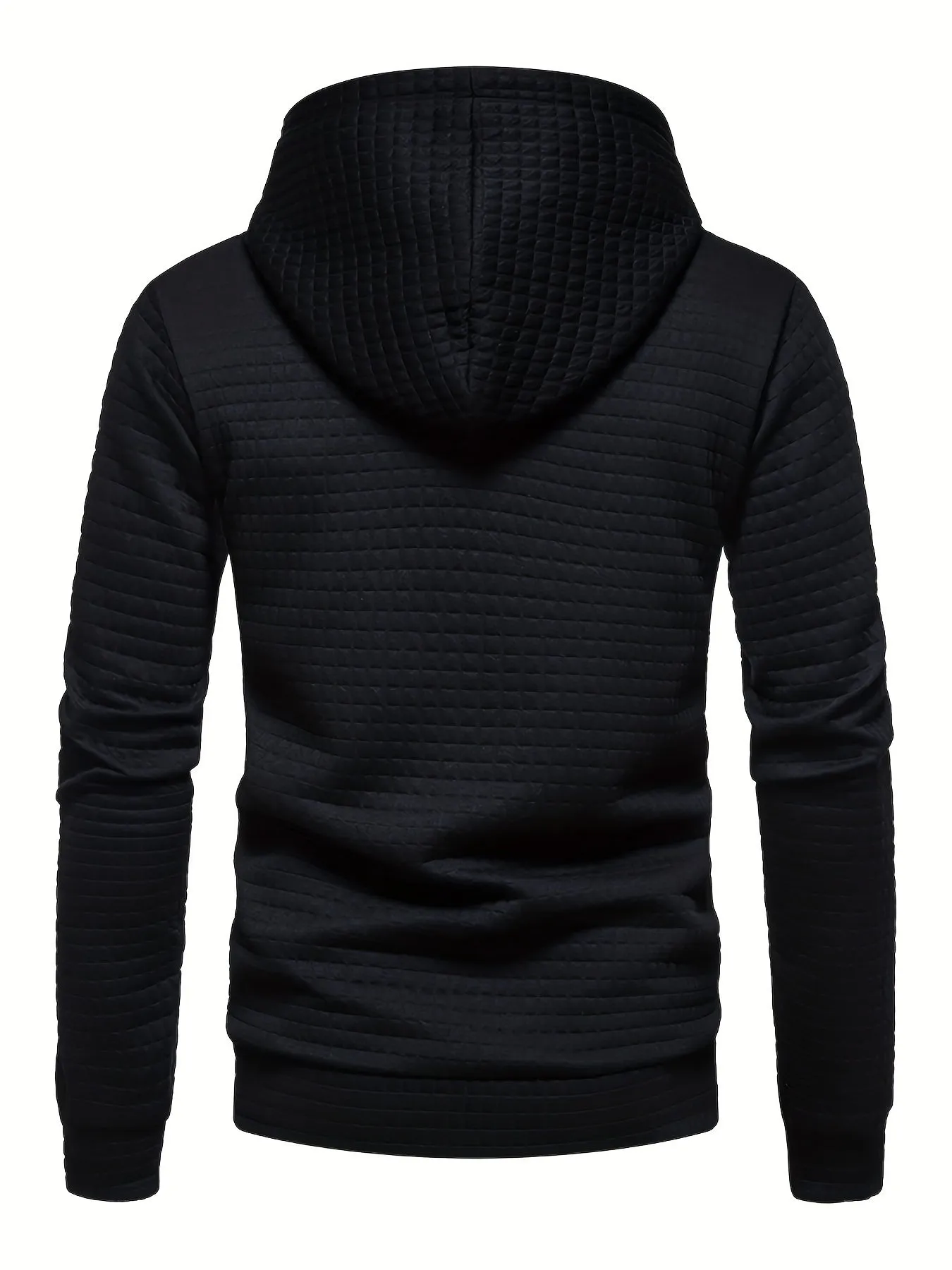 Waffle Pattern Solid Hoodie, Cool Hoodies For Men, Men's Casual Pullover Hooded Sweatshirt Streetwear For Spring Fall, As Gifts